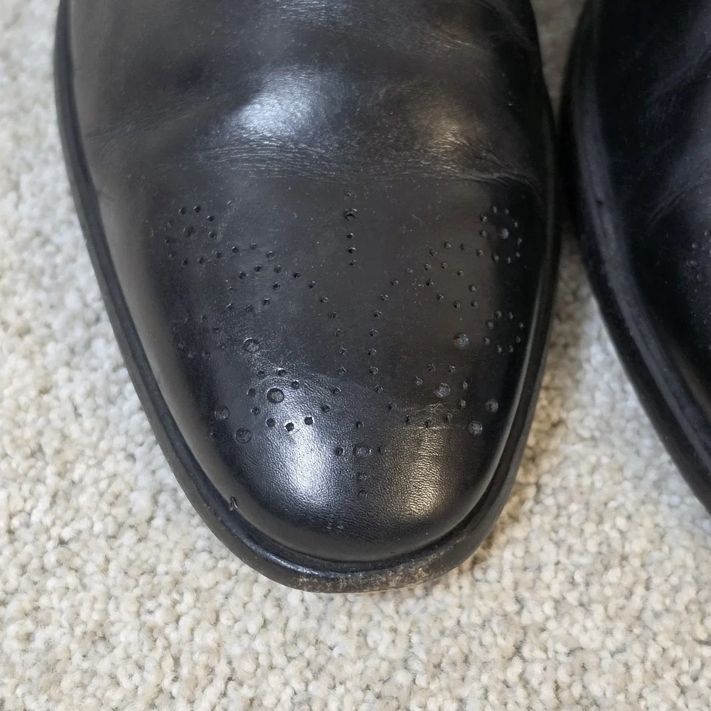 Ermenegildo Zegna Black Leather Oxford Dress Shoes Cap Toe 8.5 US‎ 7.5 EU Italy
